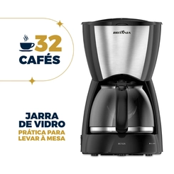 Cafeteira 1,28L até 32 Xícaras 800W Britânia BCF32A Preta
