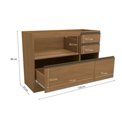 Balcão 120cm Kappesberg Maxxi 1 Porta G746 Canela