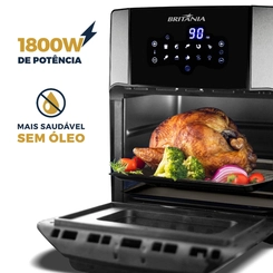 Fritadeira Elétrica Sem Óleo AirFryer 12L 1.800W Britânia Oven BFR2100P Preta