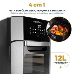 Fritadeira Elétrica Sem Óleo AirFryer 12L 1.800W Britânia Oven BFR2100P Preta