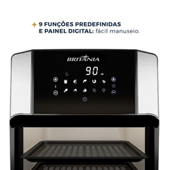 Fritadeira Elétrica Sem Óleo AirFryer 12L 1.800W Britânia Oven BFR2100P Preta