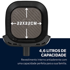 Fritadeira Elétrica Sem Óleo AirFryer 4,6L 1.500W Oster OFRT520 Preta
