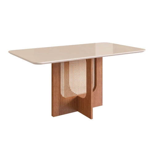 Mesa de Jantar para 6 Lugares Zamarchi 160x90x80cm Canela/Off White