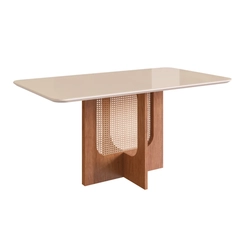 Mesa de Jantar para 6 Lugares Zamarchi 160x90x80cm Canela/Off White