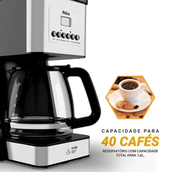 Cafeteira 40 Xícaras 1.000W Painel Digital Philco PCF40B Preta