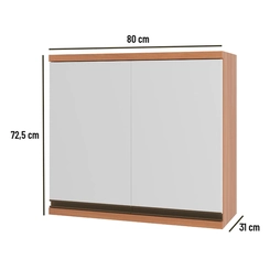Aéreo 80CM Telasul Macadâmia 2 Portas 914002-01 Freijó/Branco SE