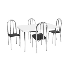 Conjunto de Mesa com 4 Cadeiras Tre Paroni MC4020 TP687 + 4 CC55 - A101 Cromado/Branco/Preto SE
