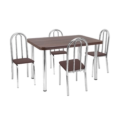 Conjunto de Mesa com 4 Cadeiras Tre Paroni MC4020 TP805 + 4 CC55 - A109 Cromado/Marrom SE