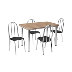Conjunto de Mesa com 4 Cadeiras Tre Paroni MC4020 TP806 + 4 CC55 - A101 Cromado/Mel/Preto SE
