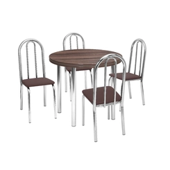 Conjunto de Mesa com 4 Cadeiras Tre Paroni MC4090 TP813 + 4 CC55 - A109 Cromado/Marrom SE