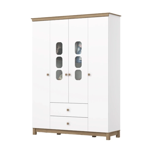 Guarda-Roupa 4 Portas Henn Aconchego I129-190 2 Gavetas Branco Jequitibá Hp SE