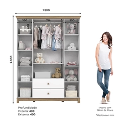 Guarda-Roupa 4 Portas Henn Aconchego I129-190 2 Gavetas Branco Jequitibá Hp SE