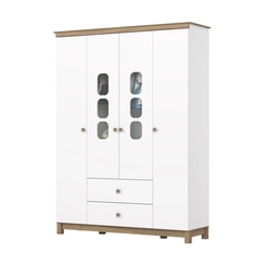 Guarda-Roupa 4 Portas Henn Aconchego I129-190 2 Gavetas Branco Jequitibá Hp SE