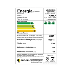 Ventilador de Coluna 7 Pás 40cm 150W Arno X-Treme VE7C Preto
