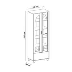 Cristaleira 3 Portas 4 Prateleiras Artely Murano 4735 Cinamomo/Off White