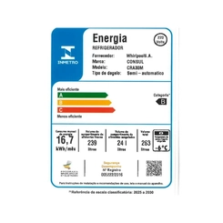Geladeira 1 Porta Cycle Defrost 263L Consul CRA30MBBNA Branco
