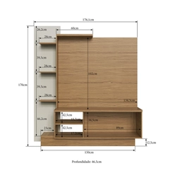 Estante com Painel para TV até 42'' Decibal ES110 Naturale/Cristalo