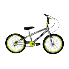 Bicicleta Aro 20 Juvenil Track Impact Bicicross Cinza/Amarelo Neon