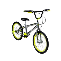 Bicicleta Aro 20 Juvenil Track Impact Bicicross Cinza/Amarelo Neon
