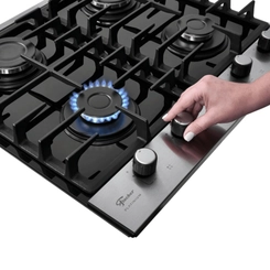 Cooktop 4 Bocas Mesa de Vidro Fischer Platinium 33800 Preto/Inox Bivolt SE