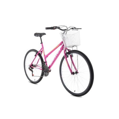 Bicicleta Aro 26 Houston Foxer Maori Quadro em Aço Carbono 21 Marchas Rosa
