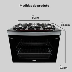 Fogão de Embutir 5 Bocas Mesa de Vidro Tripla Chama Dako Diplomata Preto Bivolt SE