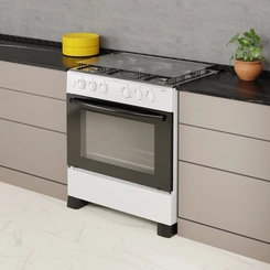 Fogão 5 Bocas Mesa Inox Realce Hera Plus Branco Bivolt