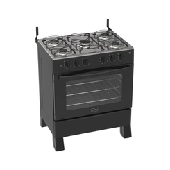 Fogão 5 Bocas Mesa Inox Realce Hera Plus Preto Bivolt