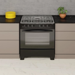 Fogão 5 Bocas Mesa Inox Realce Hera Plus Preto Bivolt