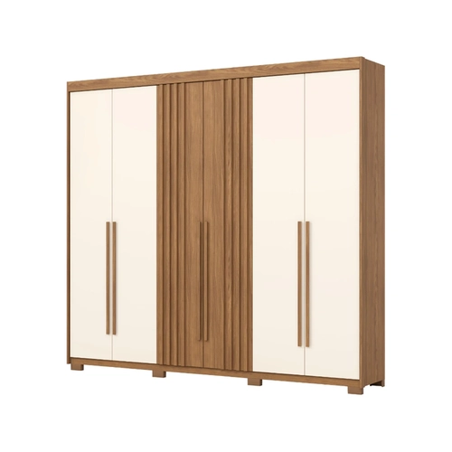Guarda-Roupa 6 Portas Henn Norton D325-127 4 Gavetas Nature/Off White SE