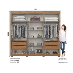Guarda-Roupa 6 Portas Henn Norton D325-127 4 Gavetas Nature/Off White SE
