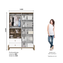 Guarda-Roupa 4 Portas Henn Ternura 130-190 2 Gavetas Branco/Jequitibá Hp SE