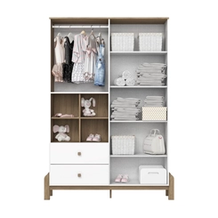 Guarda-Roupa 4 Portas Henn Ternura 130-190 2 Gavetas Branco/Jequitibá Hp SE
