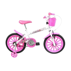 Bicicleta Aro 16 Track Pinky Quadro em Aço Carbono 10" Branco/Rosa