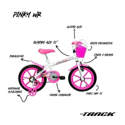 Bicicleta Aro 16 Track Pinky Quadro em Aço Carbono 10" Branco/Rosa