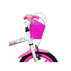 Bicicleta Aro 16 Track Pinky Quadro em Aço Carbono 10" Branco/Rosa