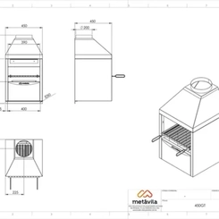 Churrasqueira Suspensa 45cm Galvanizada Carvão Metávila Combate 450GT Cinza Aço Inox