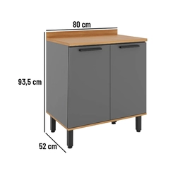 Balcão 80cm Telasul Castanha 2 Portas 915101-01 Cinza/Freijó SE