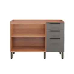 Balcão 120cm Telasul Castanha 3 Portas 915102-01 Cinza/Freijó SE