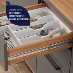 Balcão 120cm Telasul Castanha 3 Portas 915103-01 Cinza/Freijó SE