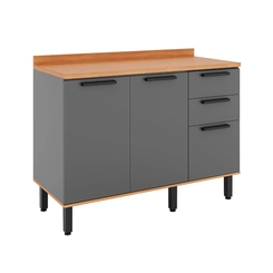 Balcão 120cm Telasul Castanha 3 Portas 915103-01 Cinza/Freijó SE