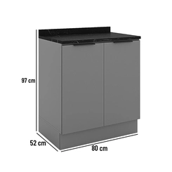 Balcão 80cm 2 Portas Telasul Lumina 917121-01 Cinza