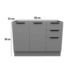 Balcão 120cm Telasul Lumina 2 Portas 917122-01 Cinza