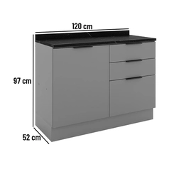 Balcão 120cm Telasul Lumina 1 Porta 917123-01 Cinza SE