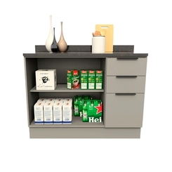 Balcão 120cm Telasul Lumina 1 Porta 917123-01 Cinza SE