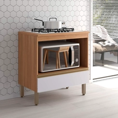 Balcão 80cm Telasul Macadâmia  914104-01 Freijó/Branco SE