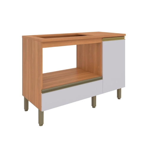 Balcão 120cm Telasul Macadâmia 1 Porta 914105-01 Freijó/Branco SE