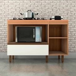 Balcão 120cm Telasul Macadâmia 1 Porta 914105-01 Freijó/Branco SE