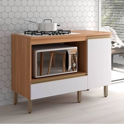Balcão 120cm Telasul Macadâmia 1 Porta 914105-01 Freijó/Branco SE