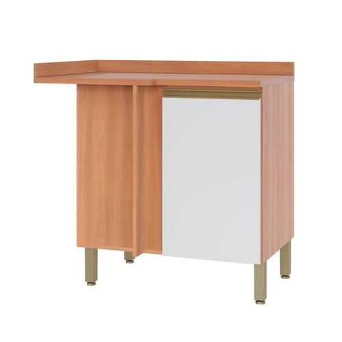 Balcão de Canto Reto 95cm Telasul Macadâmia 1 Porta Freijó/Branco